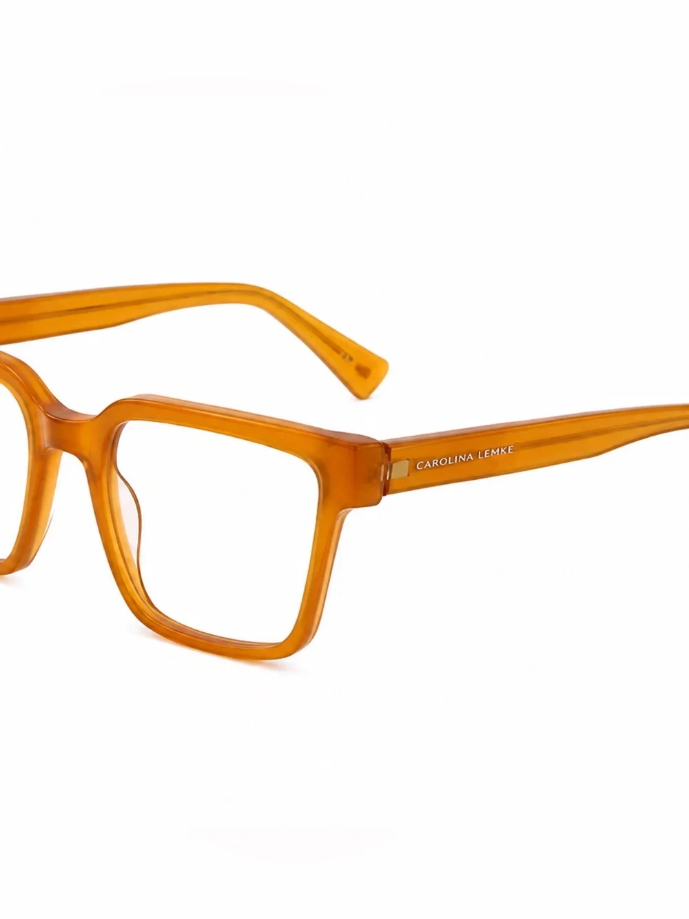 NEW Carolina Lemke Unisex Morco Brown Mustard Square Eyeglasses Opticals Retro